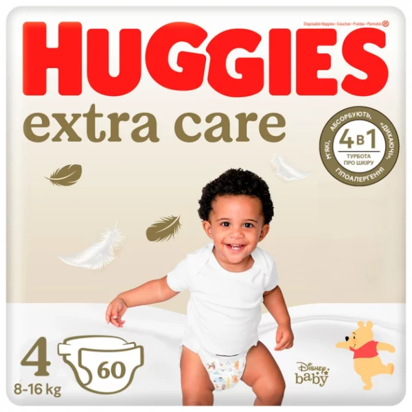 Pelena Huggies Extra Care 4 (8-16 kg) 60 copë
